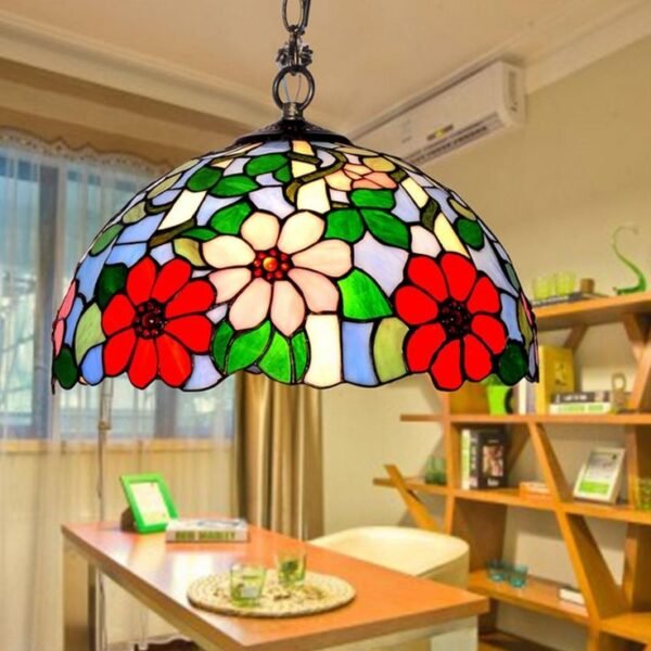 Flower Designed stained art glass Multi color hanging grand design