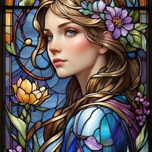Girl Art Window Stained Glass Design