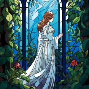 Door Girl Design Stained Art